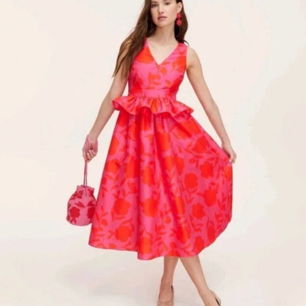 NWT Kate Spade X Target Ruffle Waist Midi Dress Pink/Red